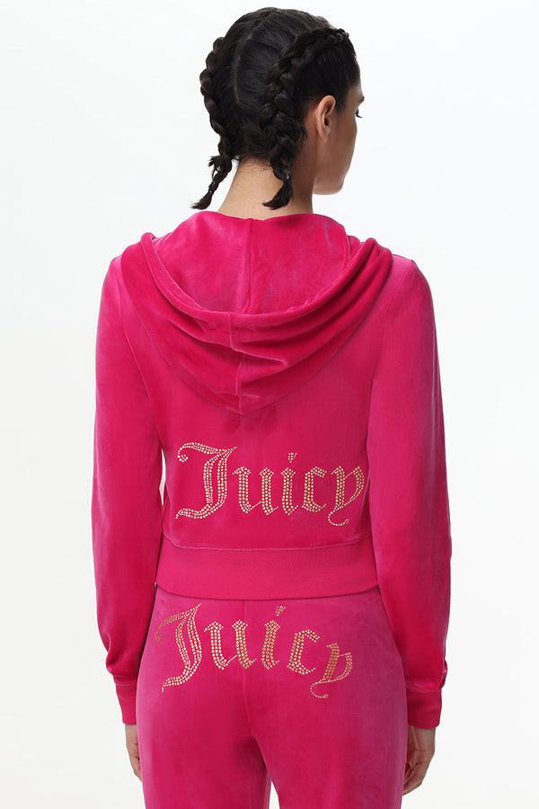Juicy Couture Technicolor Customizable Big Bling Velour Hoodie