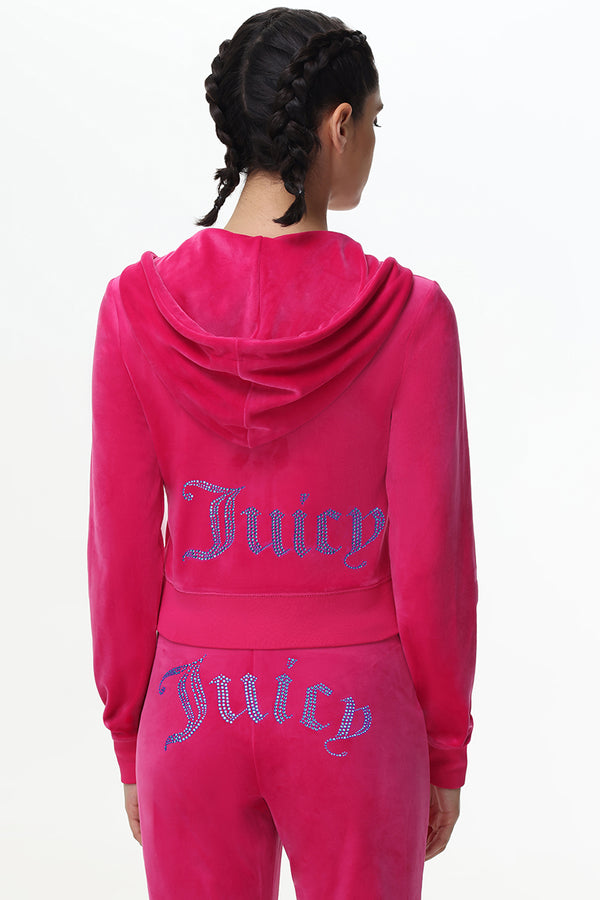 Juicy Couture Technicolor Customizable Big Bling Velour Hoodie