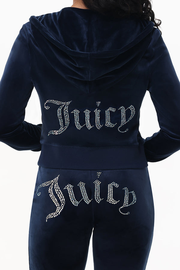 Juicy Couture Technicolor Customizable Big Bling Velour Hoodie