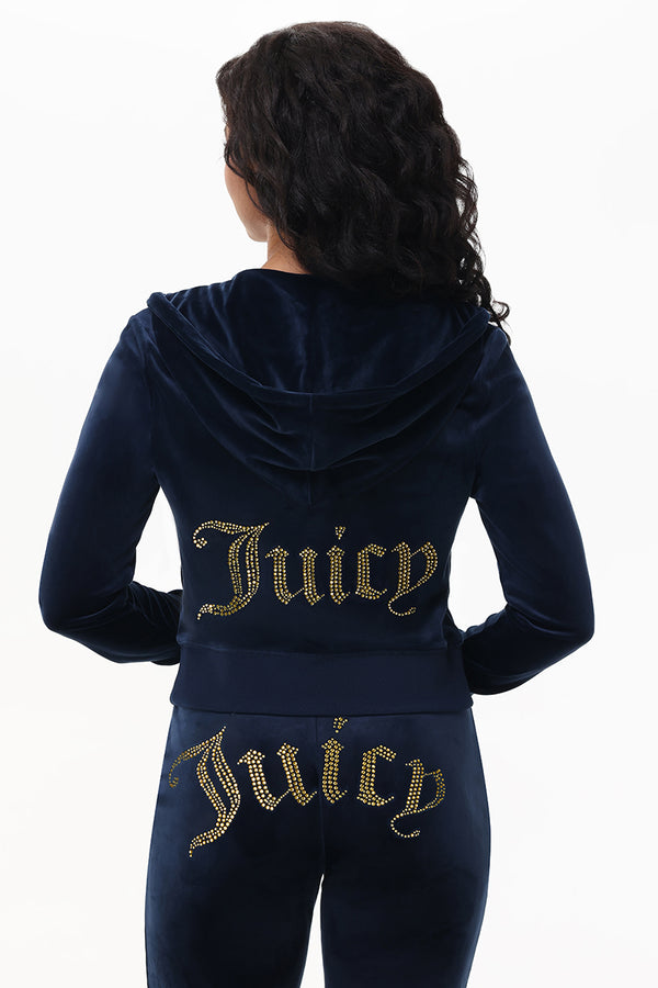Juicy Couture Technicolor Customizable Big Bling Velour Hoodie