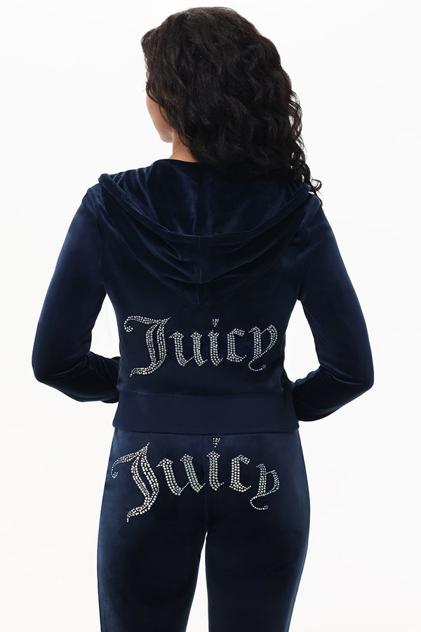juicy couture Technicolor Customizable Big Bling Velour Hoodie