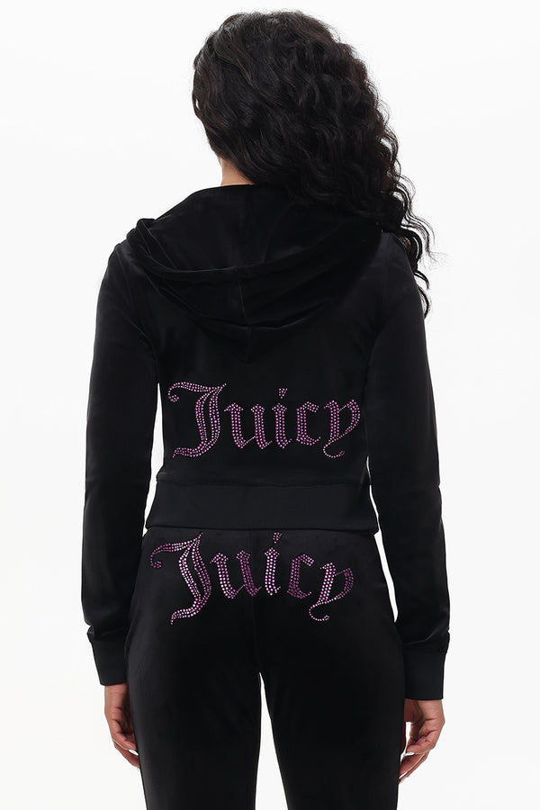 juicy couture Technicolor Customizable Big Bling Velour Hoodie