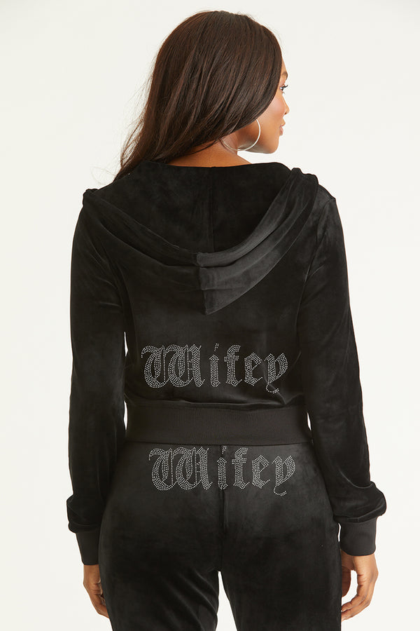 Juicy Couture Wifey Customizable Big Bling Velour Hoodie