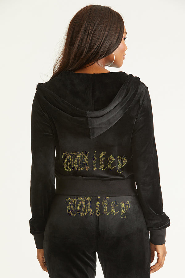 juicy couture Wifey Customizable Big Bling Velour Hoodie