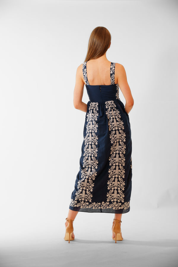 Julia Jordan 1PC SHOULDER STRAP MAXI DRESS NAVY IVORY