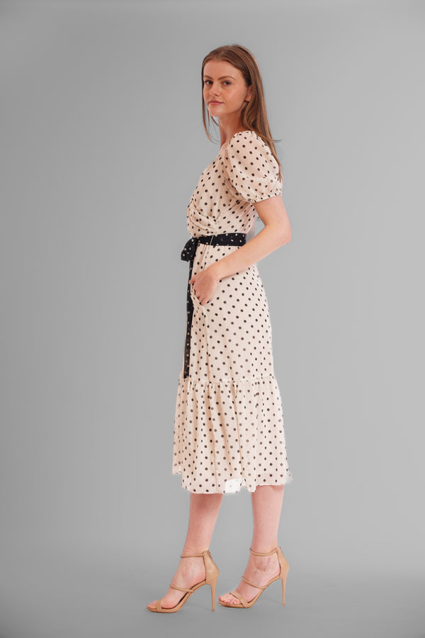 Julia Jordan 1PC SS SURPLICE MIDI DRESS BLACK/WHITE