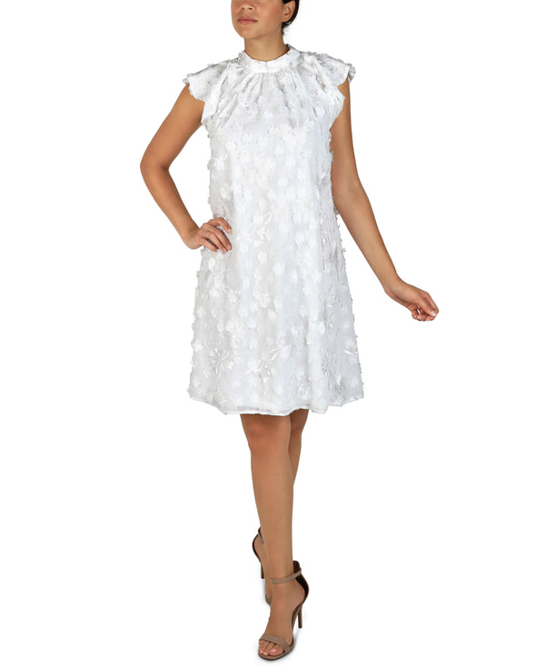 Julia Jordan 3D Floral And Embroidery A-line Dress Ivory
