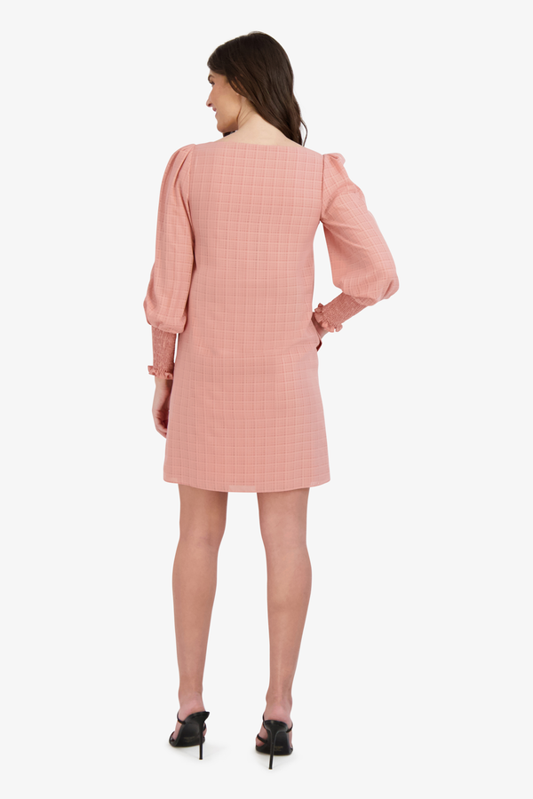 Julia Jordan Balloon Sleeve Patterned Shirt Dress Blush