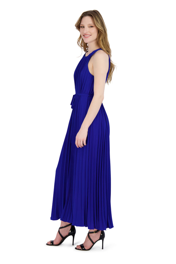 Julia Jordan DONNA RICCO - BELTED PLEATED DRESS COBALT