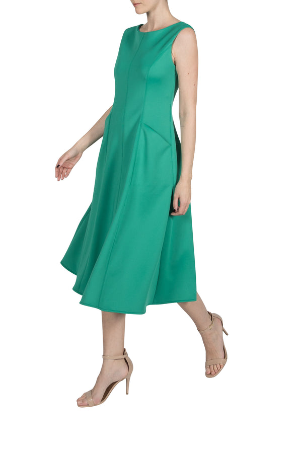 Julia Jordan DONNA RICCO - BOAT NECK DRESS RICH GREEN