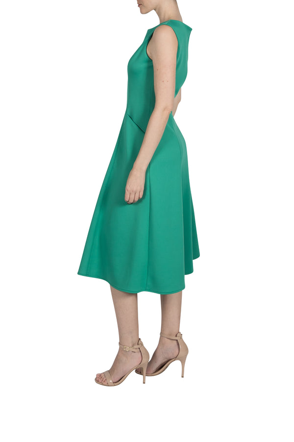 Julia Jordan DONNA RICCO - BOAT NECK DRESS RICH GREEN