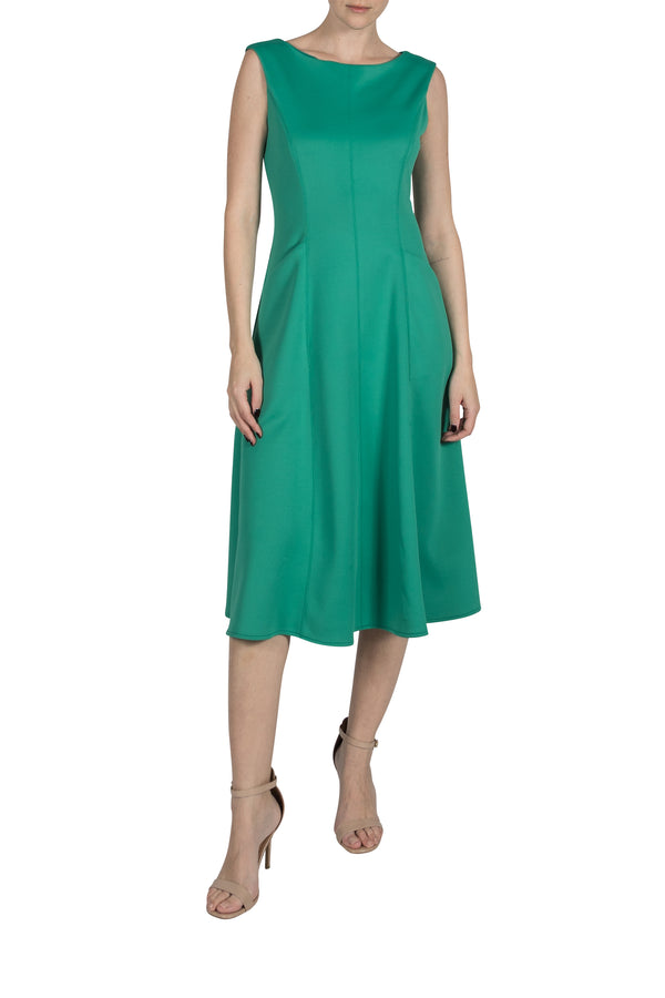 julia jordan DONNA RICCO - BOAT NECK DRESS RICH GREEN