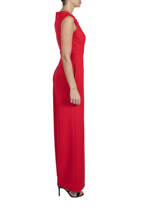 Julia Jordan DONNA RICCO - BOAT NECK JUMPSUIT WITH SHOULDER DETAIL RED