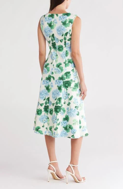 Julia Jordan DONNA RICCO - CAP SLEEVE PRINTED SCUBA SHEAT DRESS IVORY MULTI