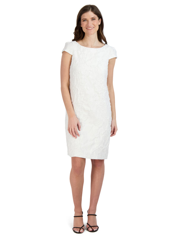 julia jordan DONNA RICCO - CAP SLEEVE SHEATH DRESS IVORY