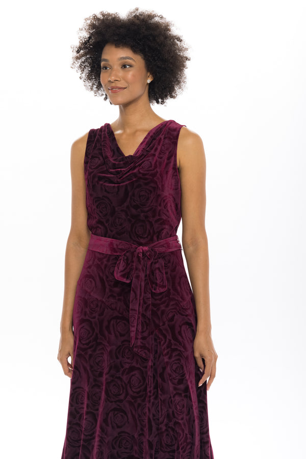 Julia Jordan DONNA RICCO - COWL NECK FIT&FLARE DRESS WINE