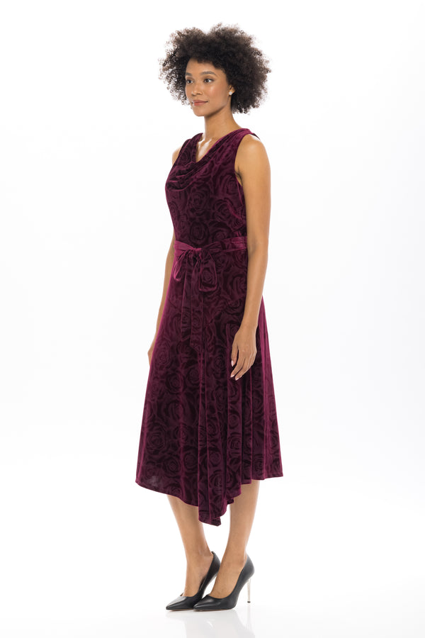 Julia Jordan DONNA RICCO - COWL NECK FIT&FLARE DRESS WINE