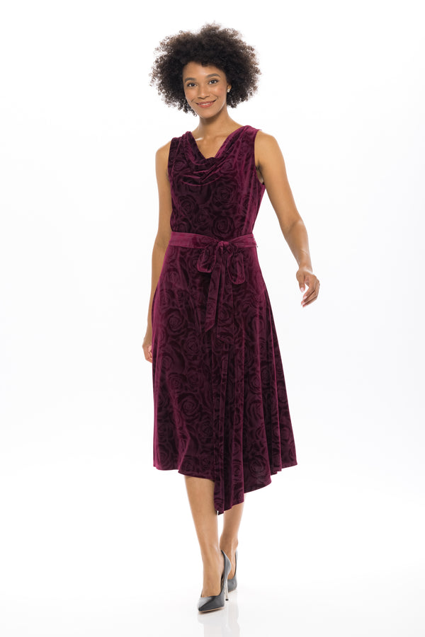 julia jordan DONNA RICCO - COWL NECK FIT&FLARE DRESS WINE