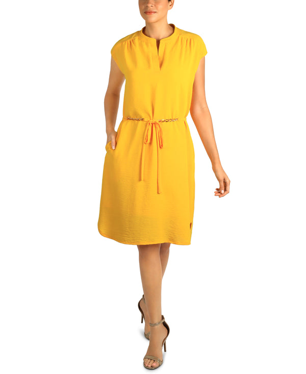 Julia Jordan DONNA RICCO - EXTENDED SHOULDER DRESS YELLOW