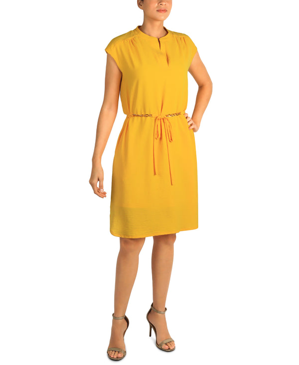 Julia Jordan DONNA RICCO - EXTENDED SHOULDER DRESS YELLOW