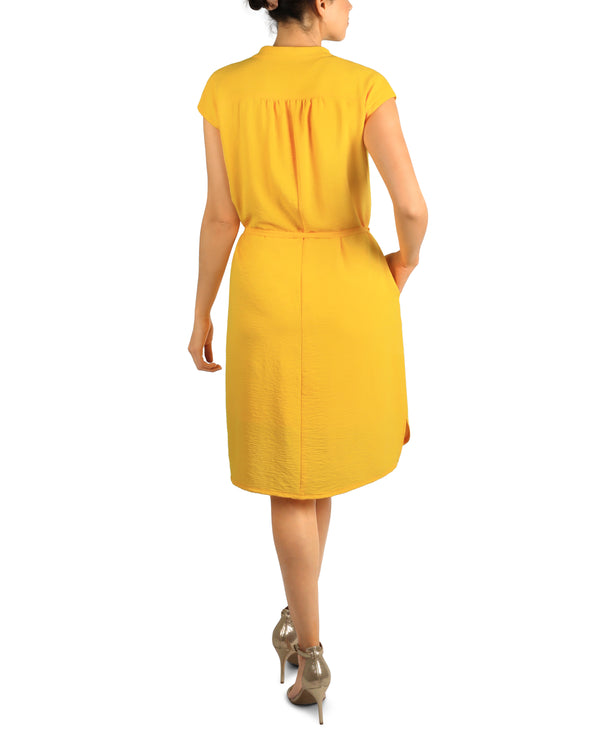 Julia Jordan DONNA RICCO - EXTENDED SHOULDER DRESS YELLOW