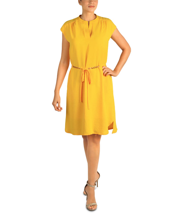 julia jordan DONNA RICCO - EXTENDED SHOULDER DRESS YELLOW
