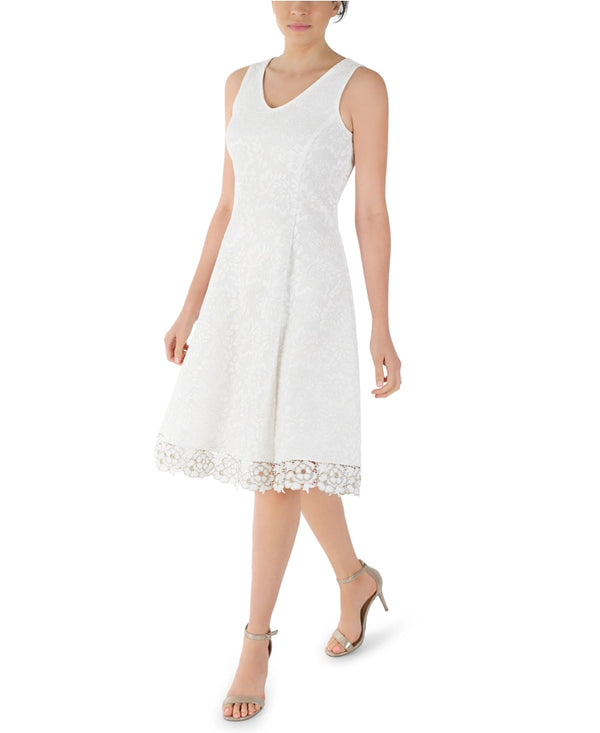 Julia Jordan DONNA RICCO - FIT AND FLARE DRESS IVORY/GOLD