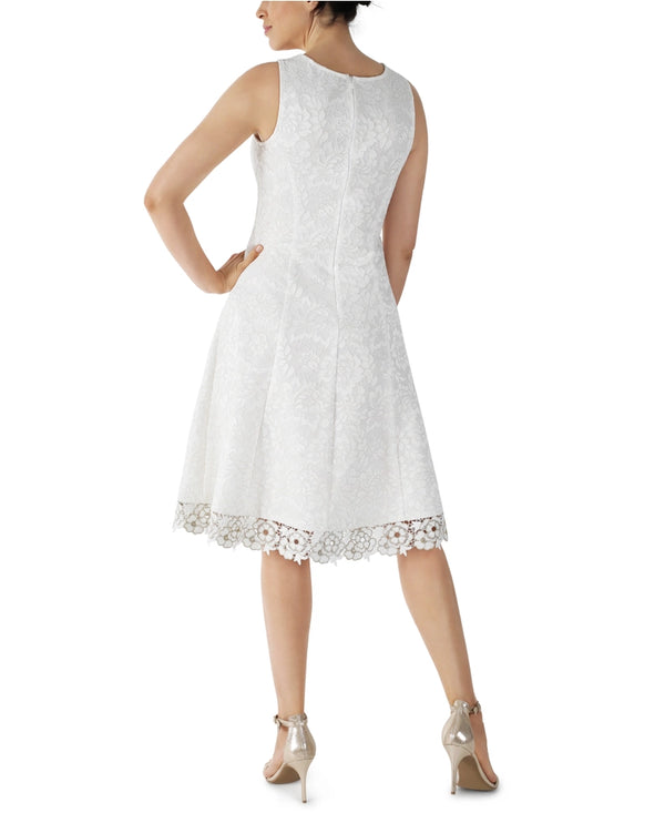 Julia Jordan DONNA RICCO - FIT AND FLARE DRESS IVORY/GOLD