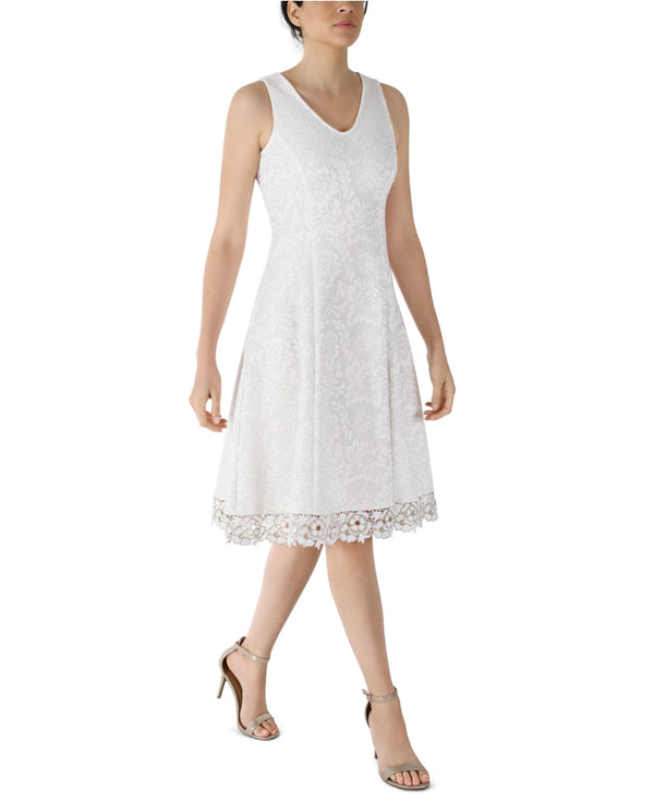 julia jordan DONNA RICCO - FIT AND FLARE DRESS IVORY/GOLD