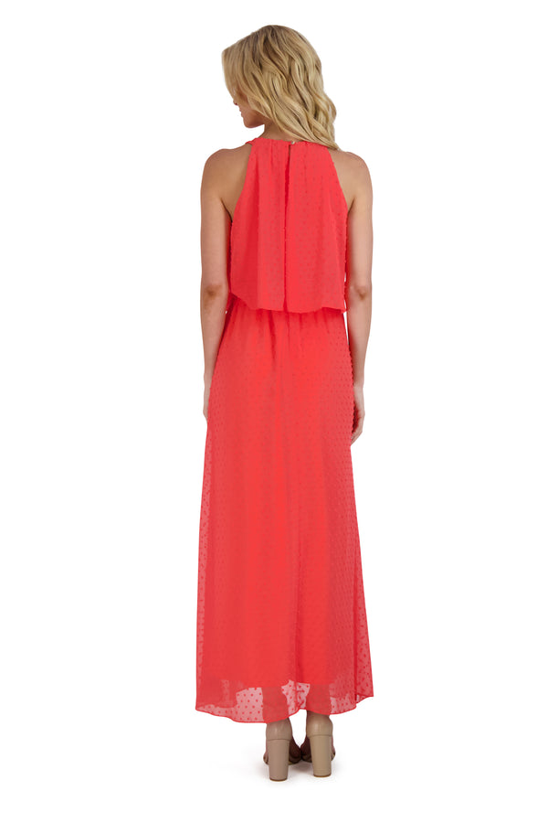 Julia Jordan DONNA RICCO - HALTER NECK MAXI DRESS CORAL