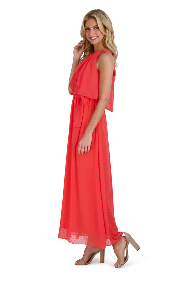 Julia Jordan DONNA RICCO - HALTER NECK MAXI DRESS CORAL