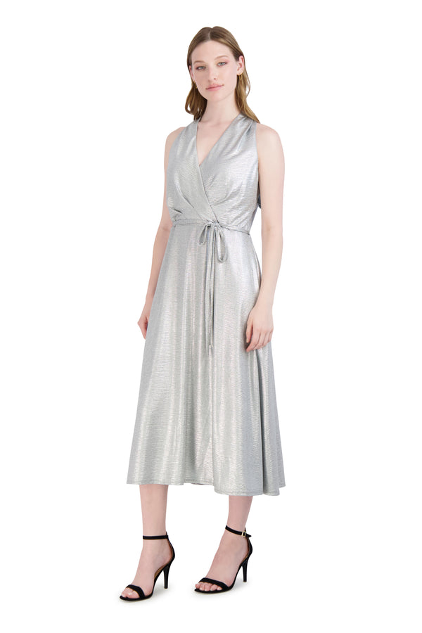 Julia Jordan DONNA RICCO - HALTER NECK MIDI DRESS SILVER