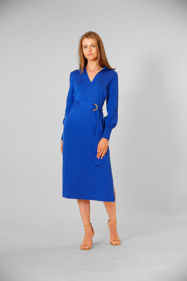 julia jordan DONNA RICCO - JOHNNY COLLAR SWEATER DRESS COBALT