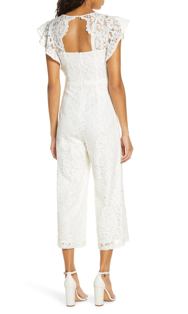 Julia Jordan DONNA RICCO - JUMPSUIT WITH SCALLOP EDGES IVORY