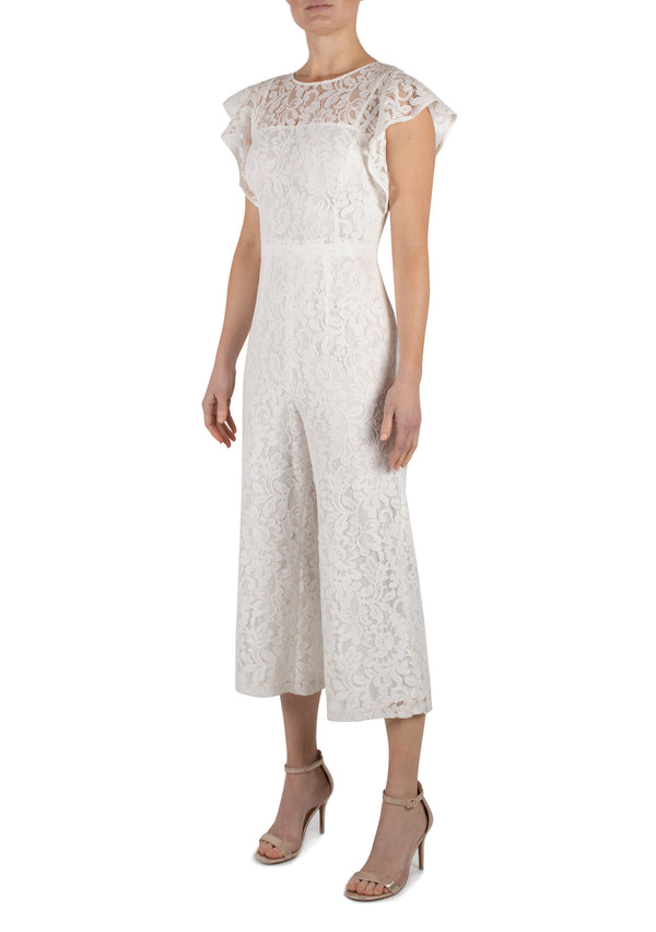 Julia Jordan DONNA RICCO - JUMPSUIT WITH SCALLOP EDGES IVORY
