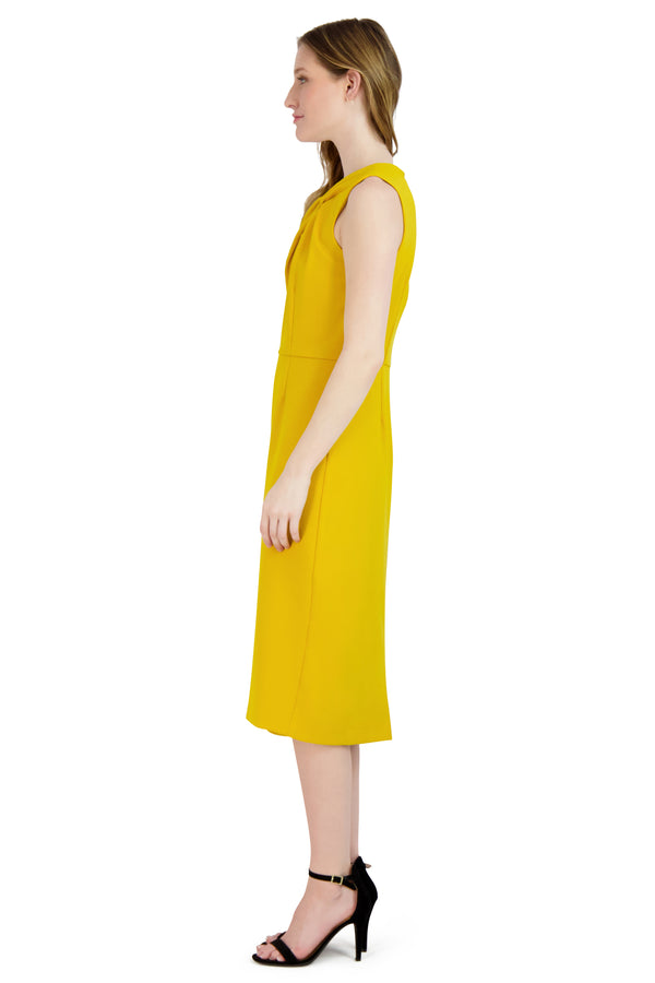 Julia Jordan DONNA RICCO - KNOT ASSYMETRICAL NECKLINE DRESS YELLOW