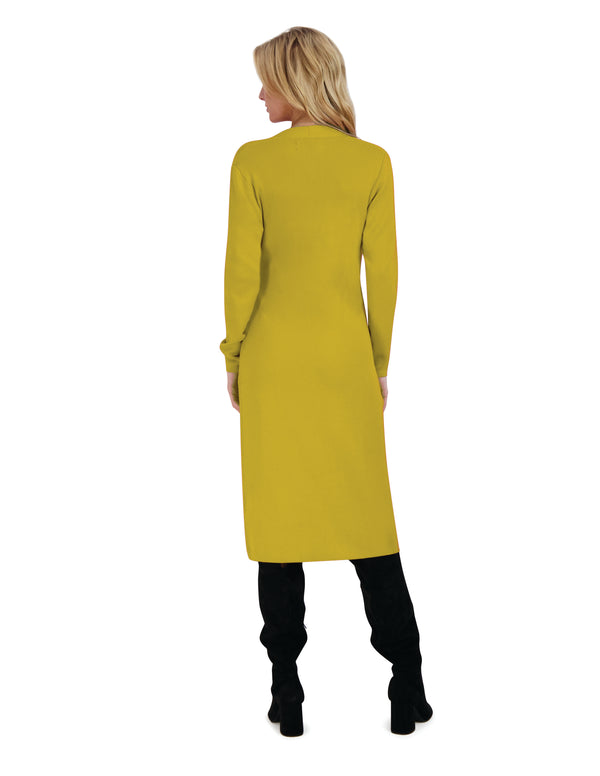 Julia Jordan DONNA RICCO - LONG SLEEVE CROSS OVER MIDI SWEATER DRESS YELLOW
