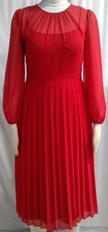 Julia Jordan DONNA RICCO - LONG SLEEVE HIGH NECK PLEATED CHIFFON DRESS NAVY