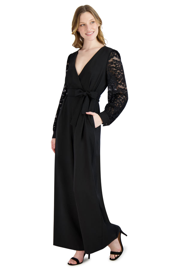 Julia Jordan DONNA RICCO - LONG SLEEVE JUMPSUIT BLACK