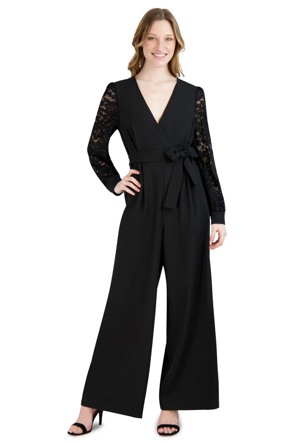 julia jordan DONNA RICCO - LONG SLEEVE JUMPSUIT BLACK
