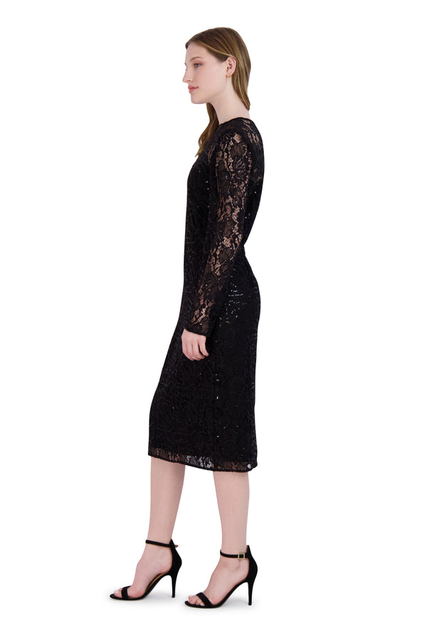 Julia Jordan DONNA RICCO - LONG SLEEVE SHEATH DRESS BLACK