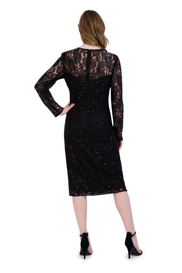 Julia Jordan DONNA RICCO - LONG SLEEVE SHEATH DRESS BLACK