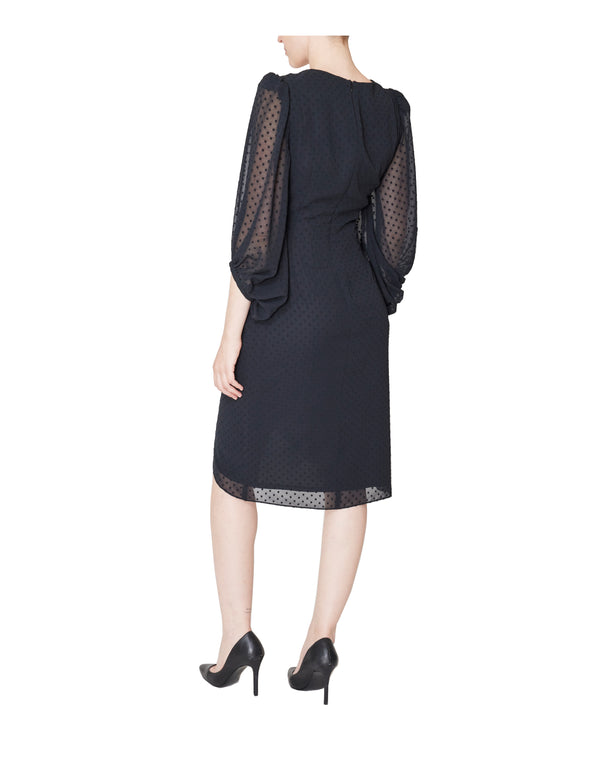 Julia Jordan DONNA RICCO - LONG SLEEVE V-NECK SHORT DRESS BLACK