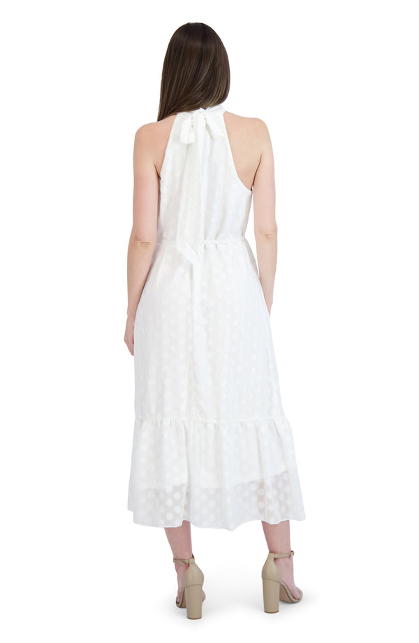 Julia Jordan DONNA RICCO - MOCK NECK 2 TIER MAXI IVORY/GOLD