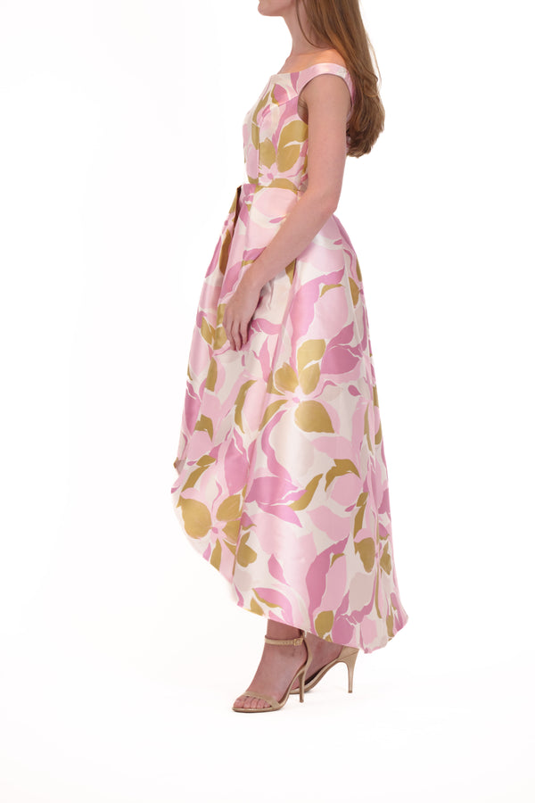 Julia Jordan DONNA RICCO - OFF THE SHOULDER HIGH LOW EVENING DRESS LIGHT PINK