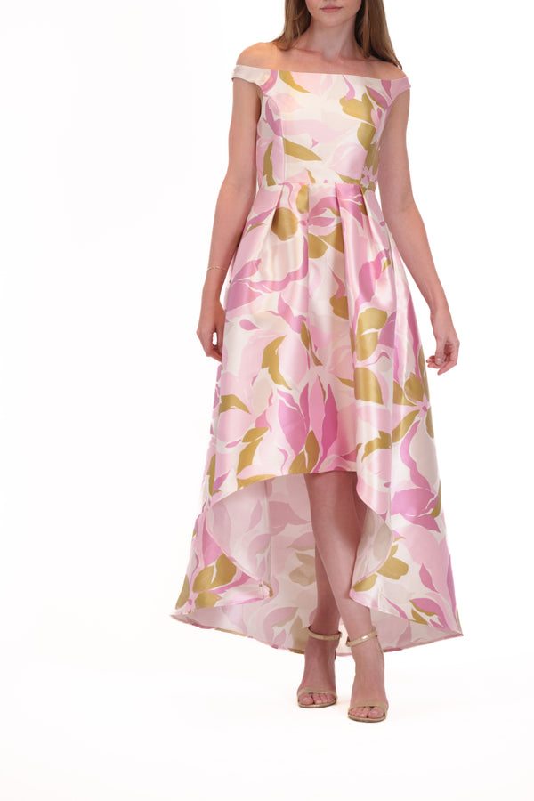 Julia Jordan DONNA RICCO - OFF THE SHOULDER HIGH LOW EVENING DRESS LIGHT PINK