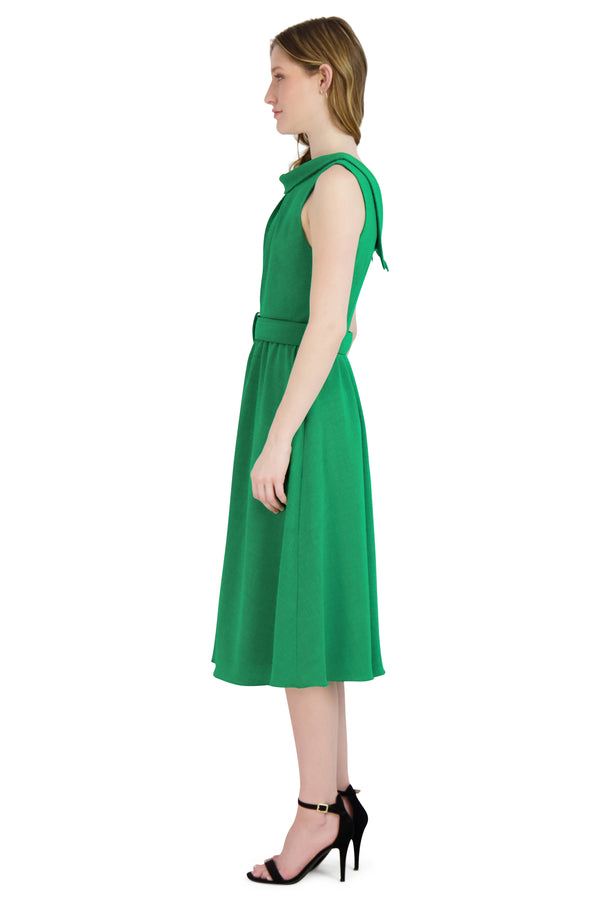 Julia Jordan DONNA RICCO - ROLL NECK FIT AND FLARE DRESS GREEN