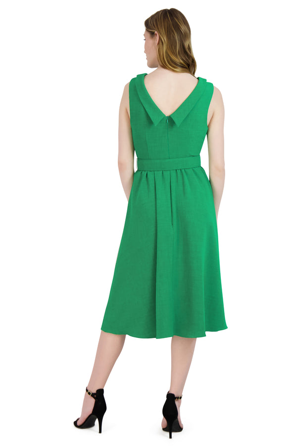 Julia Jordan DONNA RICCO - ROLL NECK FIT AND FLARE DRESS GREEN