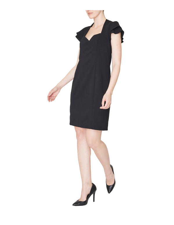 Julia Jordan DONNA RICCO - RUFFLE SHORT SLEEVE SHORT DRESS BLACK