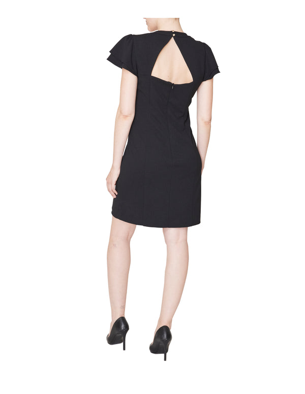 Julia Jordan DONNA RICCO - RUFFLE SHORT SLEEVE SHORT DRESS BLACK